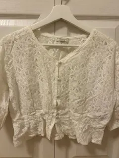 earth music &ecologyホワイト レース 半袖ブラウス