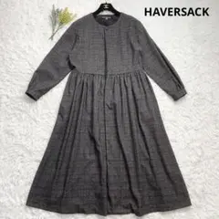 【極美品】HAVERSACK ビエラチェックギャザーワンピース　チャコール