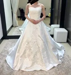 【式場クリーニング済】ウェディングドレス Aライン ビスチェ付き