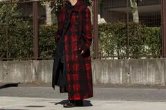 Yohji Yamamoto オレンジ女 赤フラノチェックコート 20AWのサムネイル