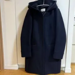 IENAイエナフード付きネイビーウールコートベイクルーズ36