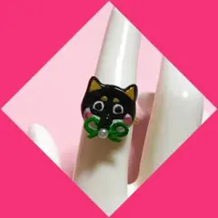 黒柴犬の指輪♡大きめ版(フリーサイズ、金色金具☆)