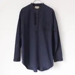 中川政七商店 リネン ネイビー フリル 長袖シャツ ナチュラル 中川政七商店 リネン ネイビー フリル 長袖シャツ ナチュラル