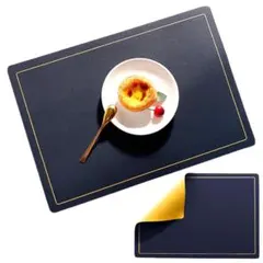 リバーシブルランチョンマット 2枚 卓上装飾 イエロー&ネイビー