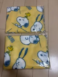スヌーピー フリースブランケット（黄色）２枚組　新品