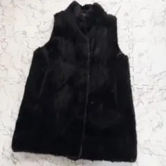 美品✨ ミンクファー ベスト ロング丈 毛皮 ブラック系