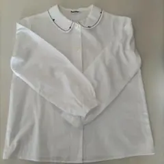 familiar 襟付きホワイト長袖シャツ