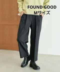 ファウンドグッド　裏起毛ツイルワイドクロップドパンツ　ブラック