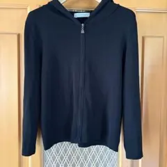 M-PREMIER COUTURE ジップアップパーカー ブラック　38 七分袖