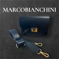 MARCOBIANCHINI ブラック　レザー ショルダーバッグ 未使用品に近い
