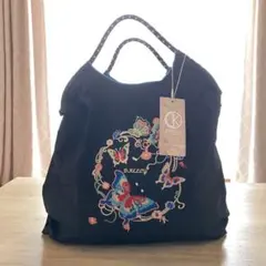 【新品】D.KELLY 蝶刺繍 トートバッグ　エコバッグ　サブバッグ