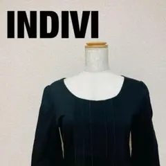 INDIVI ブラック 五分袖 Tシャツ