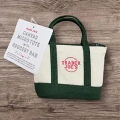 新品！TRADER JOE'S キャンバスミニトート　エコバッグ付き　グリーンのサムネイル
