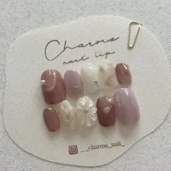 現品　No.34 ネイルチップ　ニュアンスネイル　春　淡色　キラキラ　ピンク