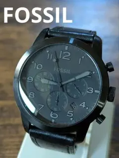 電池交換済み　FOSSIL フォッシル パイロット クロノグラフ 腕時計 黒