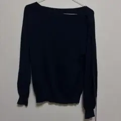 クチュールブローチ オフショル風ニット 38 ネイビー リボン付き 上品 可愛いのサムネイル