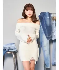 ダーリッチ　ダメージニットタイトワンピース