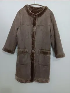 ブラウン フェイクファー ロングコート Aga ヤマダヤ リバーシブル