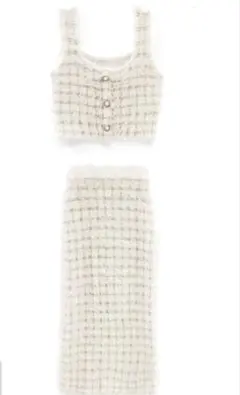 GRL シャギーニットチェック柄トップスXタイトスカートセットアップ