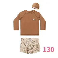 水着 キッズ　130 セパレート ラッシュガード 長袖 短パン 帽子 紐あり