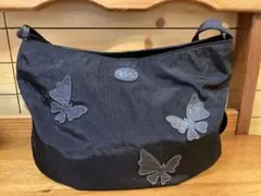 IBIZA 蝶刺繍 ブラックショルダーバッグ