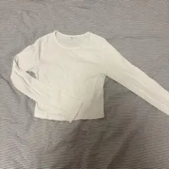 GU リブ 長袖 Tシャツ ホワイト M