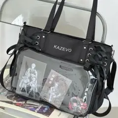 痛バッグ 推し活　トート　痛バ ブラック クリアポケット ショルダー　コンサートのサムネイル
