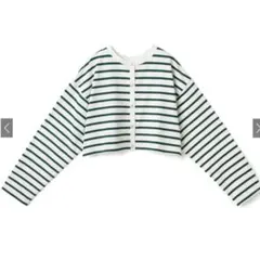 前後2Wayボーダー柄ショート丈カーディガン[iz379] グレイル