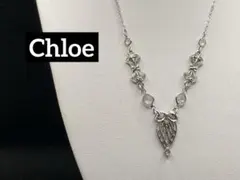 希少 ★ Chloe クロエ ネックレス 透かし細工 ラインストーン シルバーのサムネイル