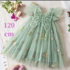 ティンカーベル風ドレス 120 cm ハロウィン 妖精 蝶々 刺繍あり コスプレ