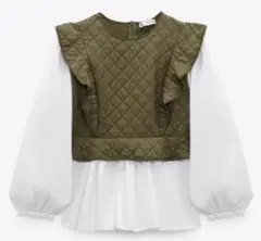 ZARA ザラ　コントラスト　キルティング　ブラウス