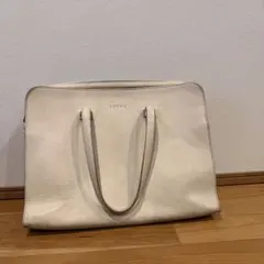 ロエベ レザー アイボリー　ベージュ　ビジネスバッグ