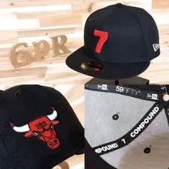 レア【ニューエラ×コンパウンド×ブルズ】限定コラボ7ロゴ キャップNBA 黒×赤