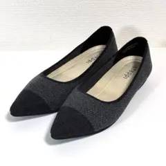steppi　ステッピ　24.5　ポインテッドトゥ　フラット　ニット　パンプス