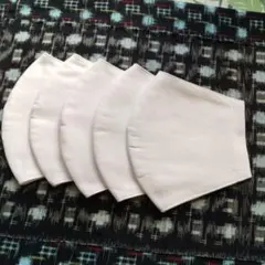 立体型 布マスク 薄手 綿100 白 大きめサイズ 男女兼用 ５枚セット