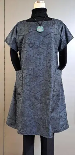 大島紬AラインチュニックM