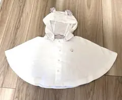 familiar ホワイトベビーポンチョ フード付き