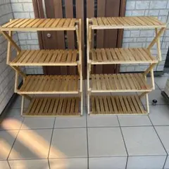 コーナンラック　4段　折りたたみラック　棚　ウッドラック　キャンプ　2個セット