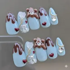 バレンタイン チョコレート ネイルチップ くま かわいい
