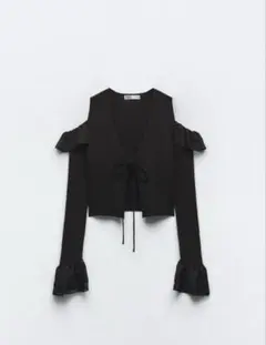 【ZARA】フリル付きニットカーディガン (新品未使用)