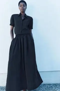 ZARA パフ ミディスカート