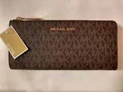 MICHAEL KORSシグネチャーブラウン L字ファスナー長財布✨新品タグ付き