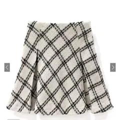ダイヤチェック柄 ツイードフレア ミニスカート