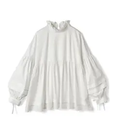 GRL フリル ブラウス 白 リボン ボリュームスリーブ
