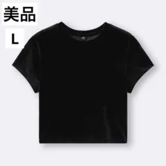 美品 GU シアーベロアミニT+X ベロアTシャツ L