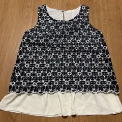grove ノースリーブ花柄刺繍トップス M