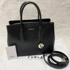【美品】フルラ　テッサ　2way ハンドバッグ　ショルダーバッグ　ブラック