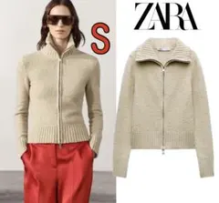 新品 ZARA ダブルジップ ブークレ カーディガン S ラスト1点♪