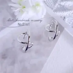 No.8161　シルバーフープ立体　チタンポスト　スタッドピアス