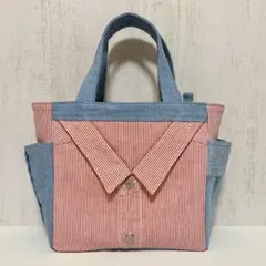 【ハンドメイド】 ワークシャツ リメイク トートバッグ No.27
